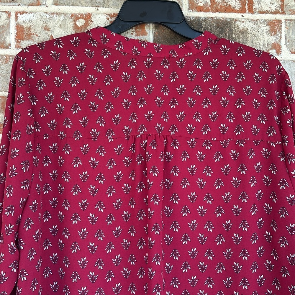 Signature Studio Plus Maroon Leaf Pattern Long Sl… - image 10